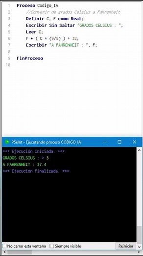✅ PSeInt : HACER UN ALGORITMO PARA CONVERTIR DE GRADOS CELSIUS A GRADOS FAHRENHEIT EN PSEINT.