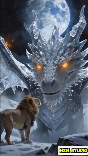 The Midnight Warning: Dragon vs. Lion 🐉🦁🌕 #ai #dragon #quotes