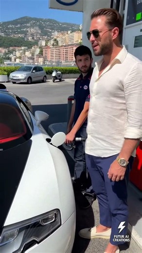 He's haggling over gas prices with his Bugatti 😳 #cheapskate #inflation