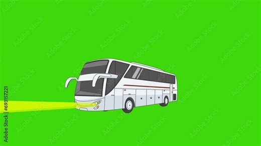 animated bus driving on a green screen. Bus animation. This asset is suitable for video editing, green screen compositing, transportation designs