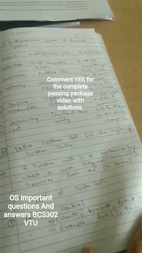 bcs303 os importantquestion passingpackage Comment YES for the passing package video with solutions.