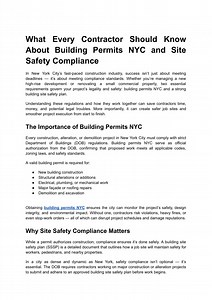 NYC Contractors’ Guide: Balancing Building Permits and Safety Plans - SlideServe