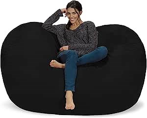Chill Sack Bean Bag Chair: Huge 6' Memory Foam Furniture Bag and Large Lounger - Big Sofa with Soft Micro Fiber Cover - Black