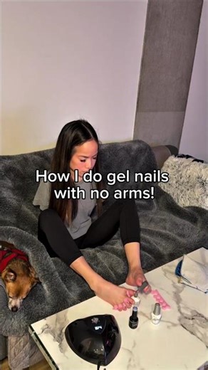 Gel Nails Without Arms: My Step-by-Step Foot Technique 💅🦶 #GelNails #NailArt #DIYNails #NoArmsLife😊😊