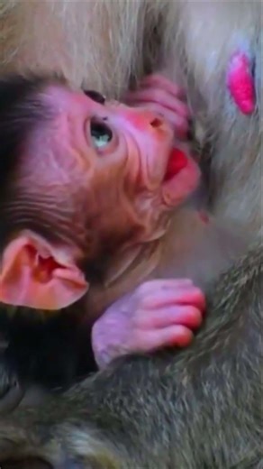 Adorable baby monkey opens mouth asking for milk – Wildlife worldwide earth