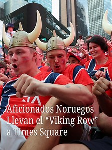 Viking Row en Times Square: fans noruegos celebran partido