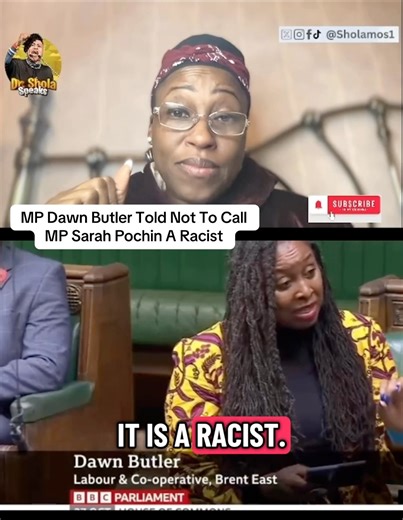 218K views · 4.9K reactions | It’s not ‘disrespectful’ to call a MP a racist if it’s backed up with evidence! The Speaker is more interested in protecting character of racist MP than holding racist MP accountable for racist comment. Kudos to Dawn Butler MP for standing on business in calling MP Sarah Pochin a racist. The system isn’t broken, it serves White Supremacy. | Dr Shola Mos-Shogbamimu | Facebook
