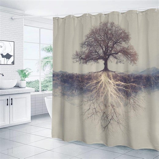 Tree Shower Curtain Neutral Landscape Beige Brown Waterproof Polyester Multiple Sizes Printed USA - Etsy