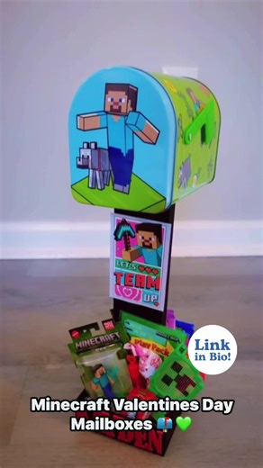 Calling all Minecraft lovers! 🧱💚 These custom Valentine’s Day mailboxes are a HIT for school parties! $35 each – personalization available 💌 Order now before they’re gone! #MinecraftValentines #ValentinesDayKids #CustomMailboxes #KidsValentines #GamerKids