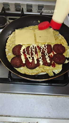 saucy,cheesy egg and pepperoni tortilla, yummy so tasty one is short for me