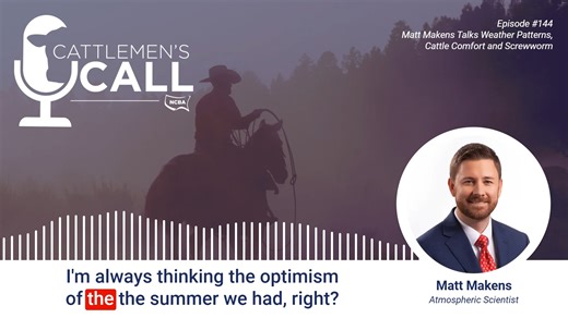 From expected drought turning into unexpected moisture, Cattle Comfort Index being designed and learning about New World Screwworm's ideal conditions, Matt Makens covers it all in this episode of Cattlemen's Call. Listen to the full show anywhere you find your podcasts or on YouTube using the link below! 🔗 https://bit.ly/3Vc19Xl | National Cattlemen's Beef Association