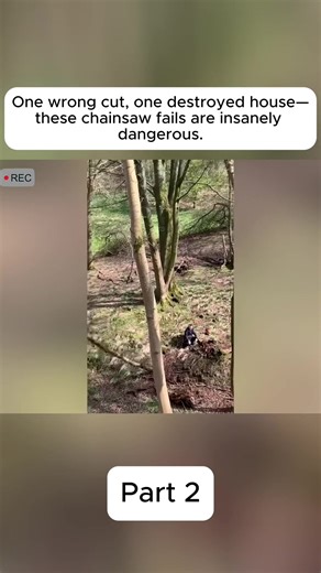 One wrong cut, one destroyed house—these chainsaw fails are insanely dangerous.#chainsawfail #treecutting #dangerous #fyp#foryou