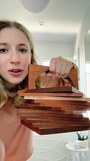 My wooden handbag ! #woodworking #woodwork #woodenhandbag #woodworkinggirl #woodworkinggirls #pursemaking #bagmaking