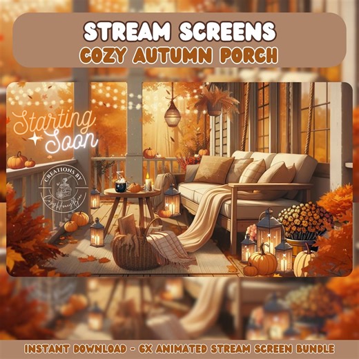 Cozy Autumn Porch Animated Stream Screens, Lo-fi Overlays (digital Download) - Etsy