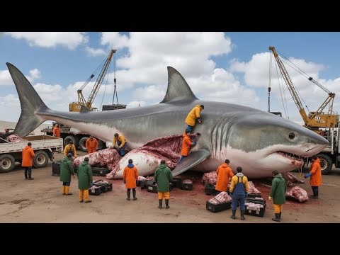 How Giant Sharks Are Caught with Longline Fishing | An Extreme Battle at Sea!
