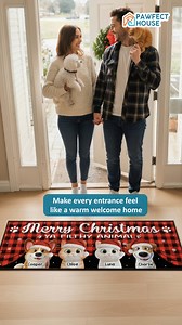 Home of happy paws!  This adorable custom runner rug welcomes guests with festive cheer for pet parents celebrating Christmas with their furry family ✨ US & International shipping ✈️ #pawfecthouse #personalized #gifts #petlovers #christmas #rug | The Pawfect House - Pet Lovers Gift | Facebook