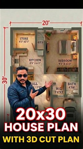 20x30 Best House Plan 😍 600 sqft Ghar Ka Naksha By CEO CHARUD VISHWAKARMA #shorts #architecture360