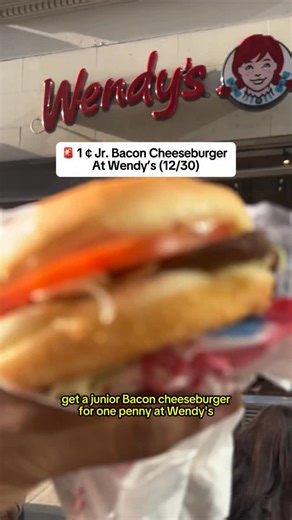 Your Thrifty BFFs 🔥 Pepper on Instagram: "🍔 1¢ Wendy’s Jr. Bacon Cheeseburger on 12/30🔎 Find this deal on Pepper (via bio link 🔗) ✅ @wendys is offering 1¢ jr. Bacon Cheeseburgers on December 30th National Bacon Day via app for rewards members only! 🙏 Follow @yourthrifty.bff for more deals & freebies #yourthriftybff #wendys #freefood #fooddeals #coupondeals"
