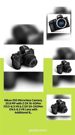 Nikon Z50 Mirrorless Camera, 20.9 MP with Z DX 16-50Mm F/3.5-6.3 VR & Z DX 50-250Mm F/4.5-6.3 VR ...