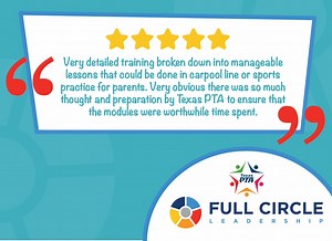 11 reactions | From a Full Circle Graduate - "Very detailed training broken down into manageable lessons that could be done in carpool line or sports practice for parents. Very obvious there was so much thought and preparation by Texas PTA to ensure that the modules were worthwhile time spent." Start your journey on the road to becoming a well-rounded leader and unlock your full leadership potential today! ⚡️ Visit www.txpta.org/leadership for more info! | Texas PTA | Facebook