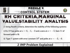 5.RH Stability Criteria, Marginal Value, IMP 2 Problem Explained Module 4 4th Sem ECE VTU BEC403