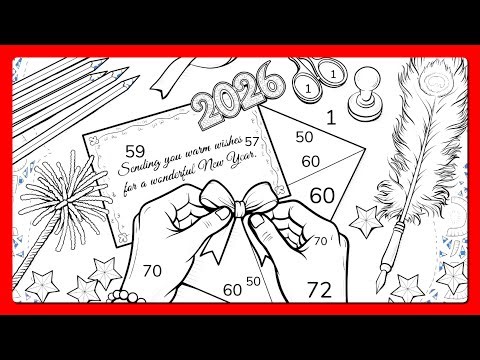 New Year Wishes Greeting Card Happy New Year zen color app #coloringbook