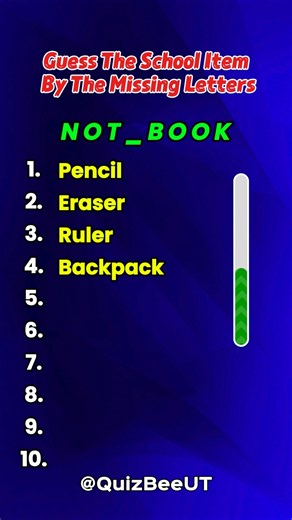 Guess the 10 School-Related Words by Missing Letters! ✏️ #shorts #quiz #wordgame