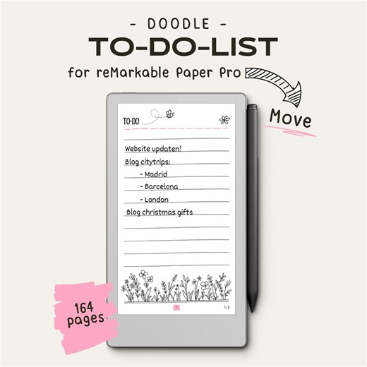 Doodle To-do List for Remarkable Paper Pro Move | Remarkable Task Tracker | Checklist | Notes | to Do List Template | Remarkable Templates - Etsy