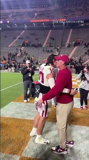 Brent Venables celebrates at Neyland Stadium after OU football win vs Tennessee