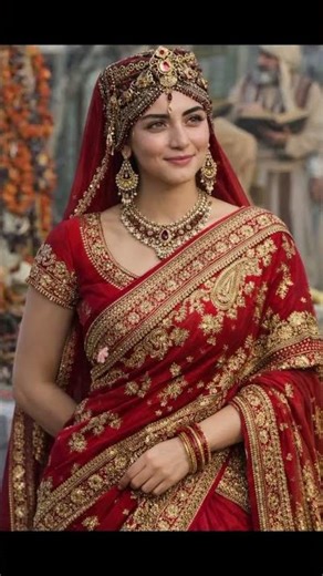 Özge Törer in Red Saree ❤️ | Ladki Badi Anjani Hai ✨ | Turkish Actress Desi Look #Shorts