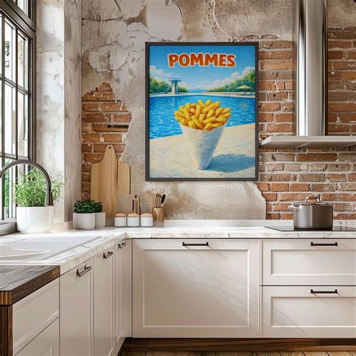French Fries Poster Retro Pool – Summer Wall Art Street Food Illustration A4/A3/A2/A1/A0 - Etsy