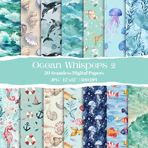 Watercolor Ocean Paper: Seamless Sea Life Patterns (digital Download) - Etsy