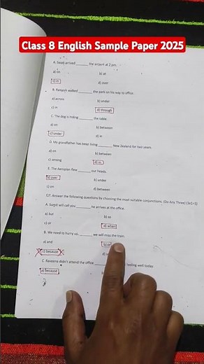 Class 8 english final exam paper 2025 / english sample paper 2025 solution class 8 / doe