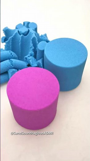Kinetic Sand Cutting: Most satisfying dual-color cylinders ASMR 🤤💙💜 2097