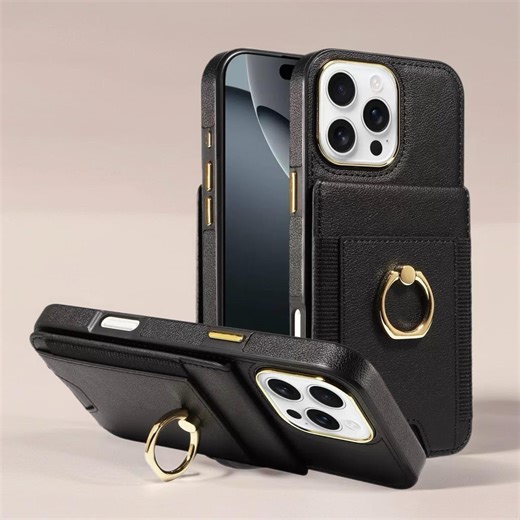 Celeste Ring Grip iPhone Case with Card Holder | Shockproof Back Cover & Stand