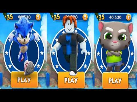 Sonic Dash vs Talking Tom Gold Run vs ROBLOX- All Characters Unlocked All Bosses Eggman Zazz