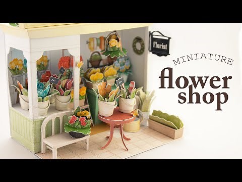 Flower Shop Miniature Diorama (papercraft tutorial)
