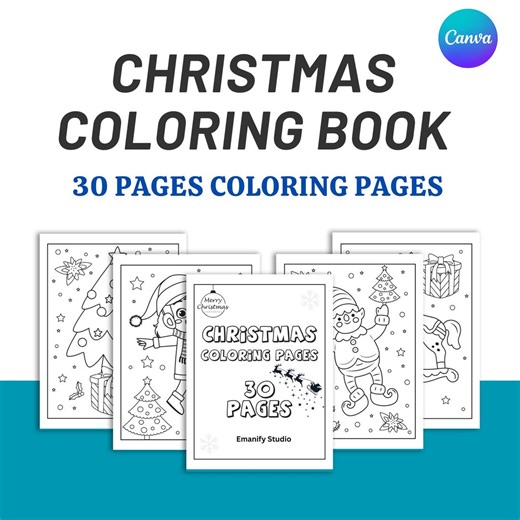 Christmas Coloring Book | Holiday Coloring Pages for Kids & Adults | Festive Printable Activity - Etsy