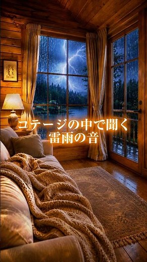 深く眠れる 夜のコテージ 大雨と雷の音/睡眠導入/安眠/リラックス/集中/不眠症解消/疲労回復/黒画面/作業用