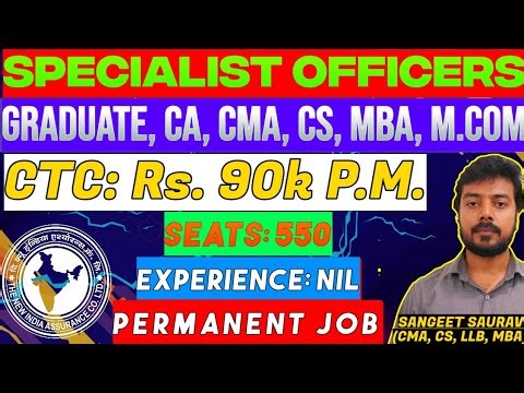 Freshers Govt Jobs 2025 | CA, CMA, CS, MBA, M.Com, B.Com Vacancies in The New India Assurance Co. |