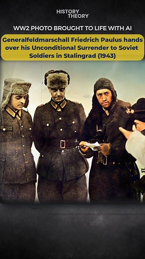 WW2 Photo Brought to Life: German Field Marshall Fredrich Paulus Hands Over Unconditional Surrender to Soviets in Stalingrad | History Theory