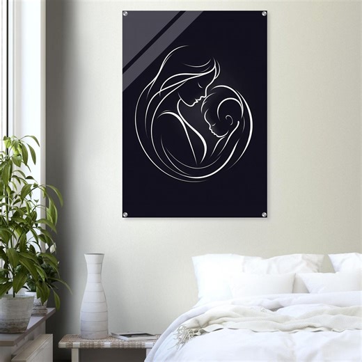 Mother and Baby Acrylic Print, Modern Silhouette Wall Art - Etsy