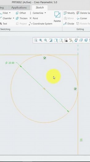 How to draw tangent Circle in Creo parametric | Creo Parametric Tutorials | learn Design in 30 sec |