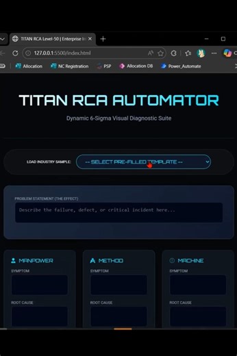 Enterprise Root Cause Analysis Tool with AI UI (HTML/CSS/JS)