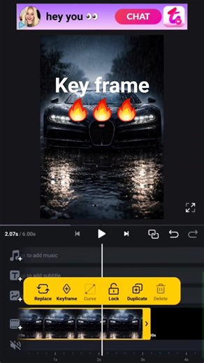 How to add key frame in vn, zoom in and zoom out in one frame