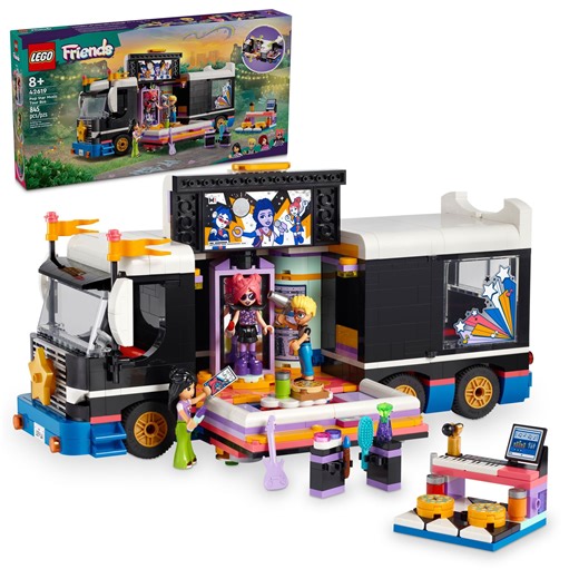 LEGO Friends Pop Star Music Tour Bus Play Together​ Toy, Social-Emotional Musical Toy with 4 Mini-Doll Characters, Toy Truck Building Kit, Music Gift for 8 Year Old Kids, Girls and Boys, 42619 - Walmart.com