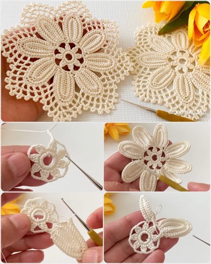 Crochet Flower For Table Runner, Blouse, Shawl - Tutorial - CURIOSODAWEB.COM