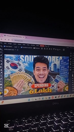 I Designed Anshu Bisht’s South Korea Thumbnail 🇰🇷💸🔥 YouTube Thumbnail Design #GraphicDesign #viral