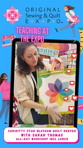 11K views · 29 reactions | Join Sarah Thomas of SARIDITTY for her new class at Novi's Suburban Collection Showplace coming up Wednesday, November 13, from 9-5 pm (incl lunch). Click here to sign up https://bit.ly/4hBL6fy | Original Sewing & Quilt Expo | Facebook