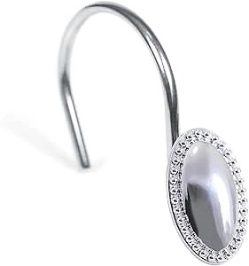 Silver Decorative Shower Curtain Hooks: 12 Pcs Chrome Oval Design Rustproof Heavy Duty Metal Shower Curtain Rings for Bathroom - Classic Elegant Shower Curtain Hangers for Shower Rod - Set of 12